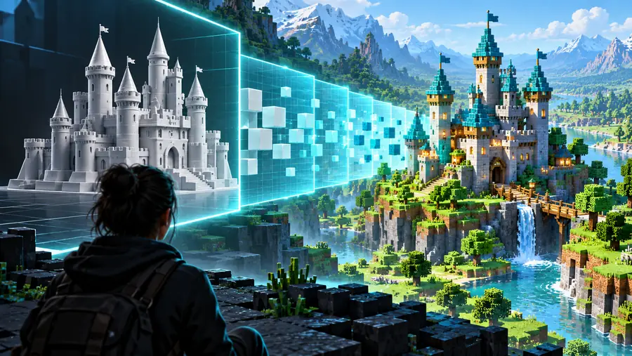 Block-based Minecraft structure after conversion